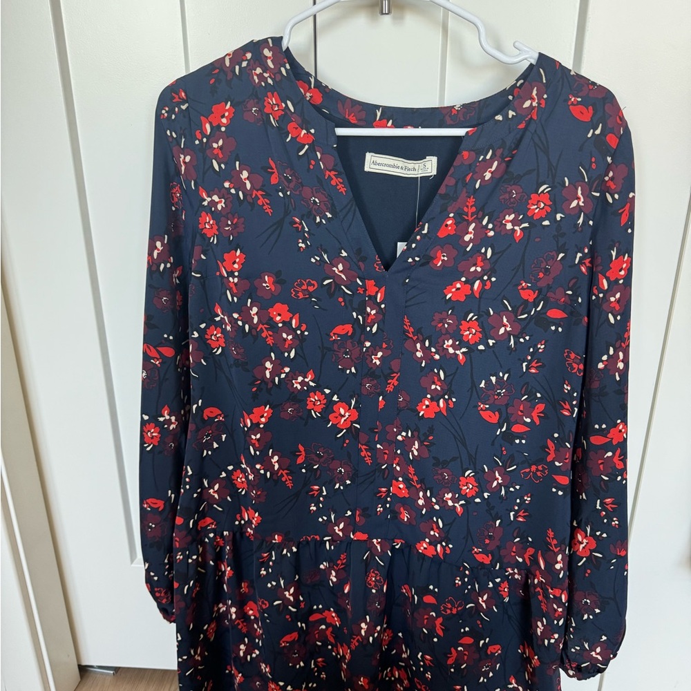 NWT Abercrombie & Fitch Navy Floral Drop Waist Dress